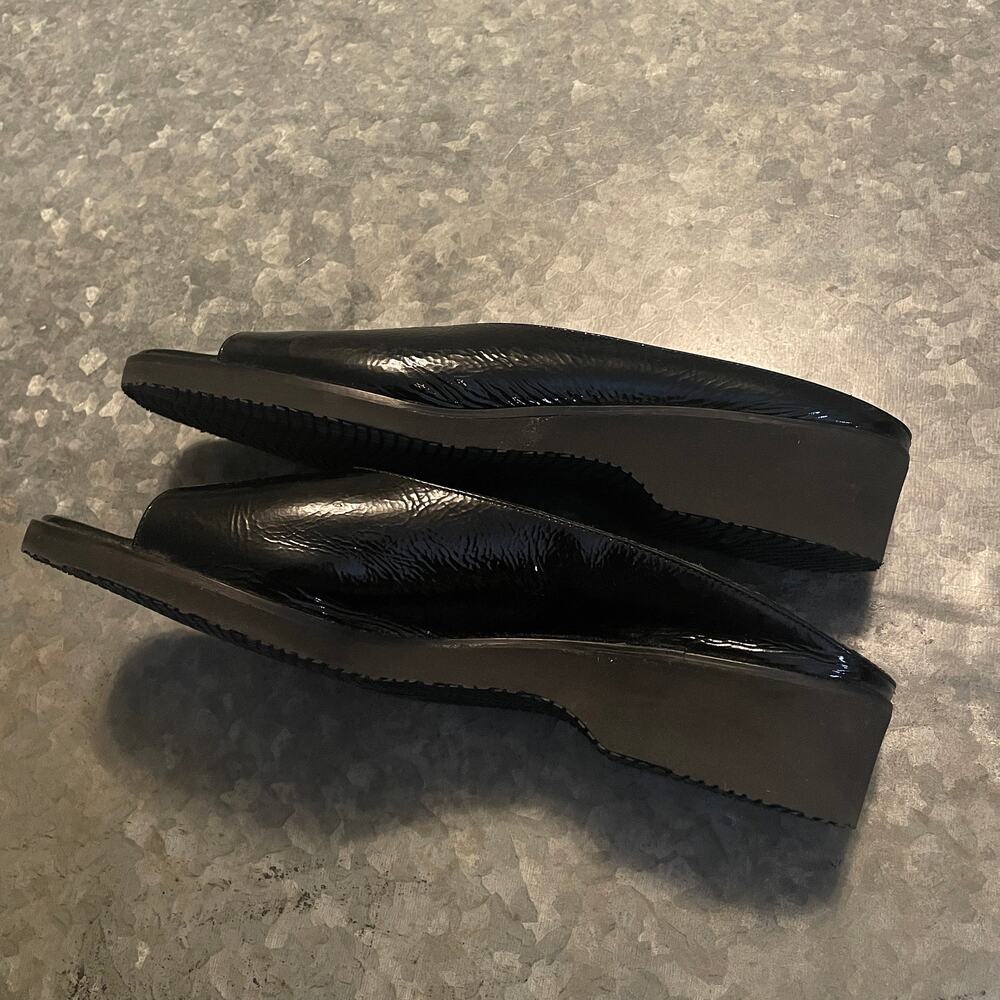 Salvatore Ferragamo Patent Leather Slides Black 9 B Lightweight Platform Sandals - Picture 7 of 13